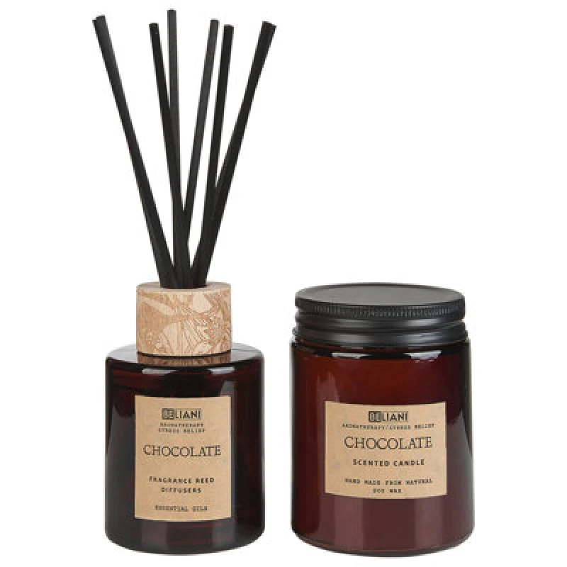 Image of Beliani Scented Candle With Fragrance Reed Diffuser Dark Elegance Soy Wax Sweet Notes