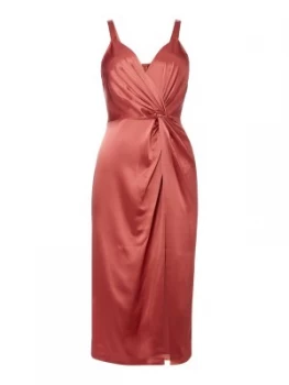 Jill Jill Stuart V neck knot front midi dress Pink