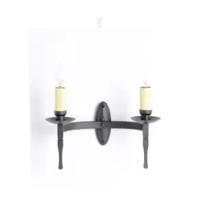 Image of Wentworth wall light Black,bronze 2 bulbs 22cm