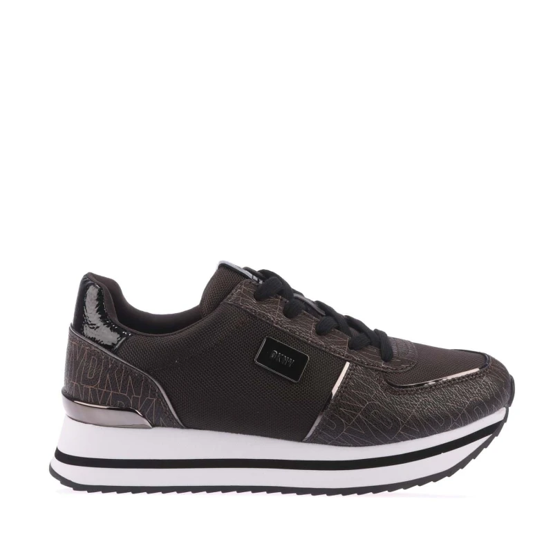 Image of DKNY Davie Lace Up Wedge Trainers Brown female UK 4