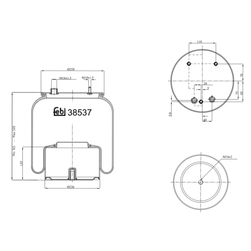 Image of FEBI BILSTEIN 38537 Boot, air suspension Rear Axle Boot,air suspension (324)