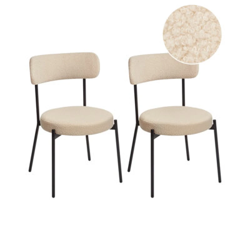 Image of Beliani Set Of 2 Dining Chairs Allison Boucle Light Beige