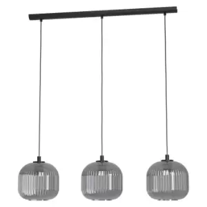 image of Pendant Light Black Shade Black Transparent Glass Vaporized Bulb E27 3x40W