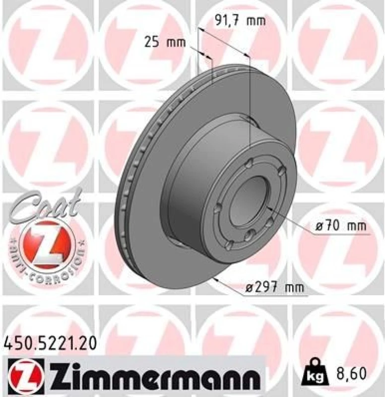 Image of ZIMMERMANN Brake disc ZIMMERMANN 450.5221.20