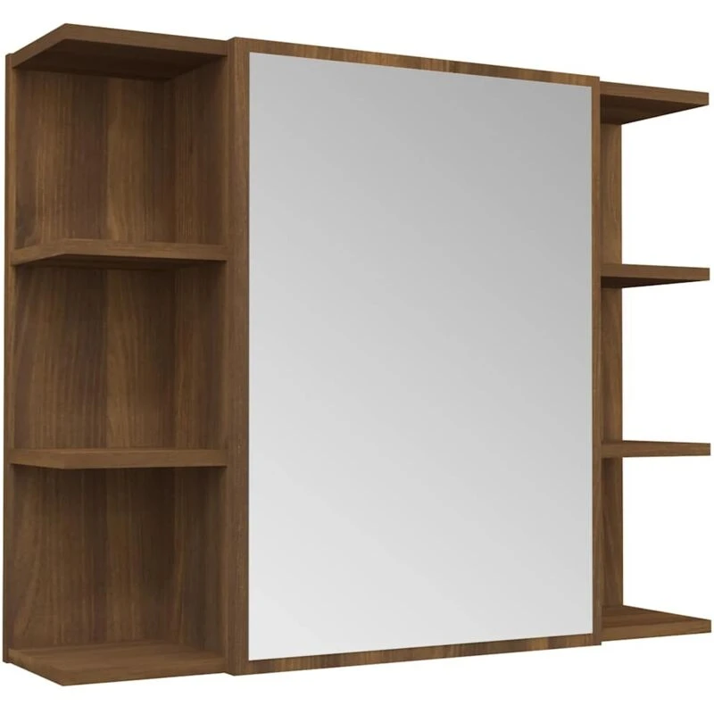 Image of Vidaxl Bathroom Mirror Cabinet Brown Oak 80X20.5X64cm Engineered Wood, Brown 815524