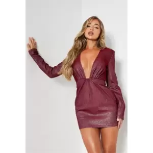 Image of I Saw It First Glitter Plunge Bodycon Mini Dress - Red