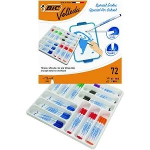 image of Bic Velleda 1721 Drywipe Marker Fine Tip Assorted Pack of 72 875790