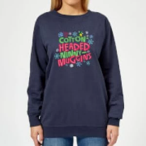 Image of Elf Cotton-Headed Ninny-Muggins Womens Christmas Sweatshirt - Navy - L