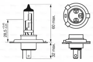 Image of Bosch 1987302048 Headlamp Car Bulb H4 12 V 60/55 W