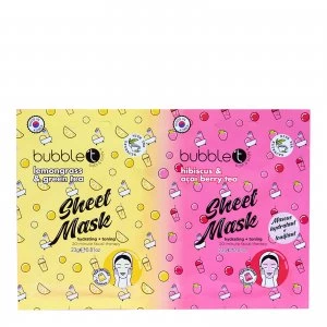 image of Bubble T Face Mask Duo Hibiscus, Acai, Lemongrass and Green Tea