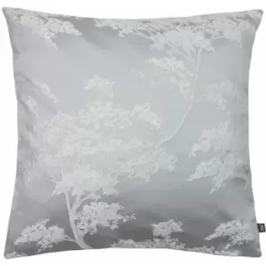 image of Ashley Wilde Japonica Botanical Jacquard Cushion Cover, Silver, 50 x 50 Cm