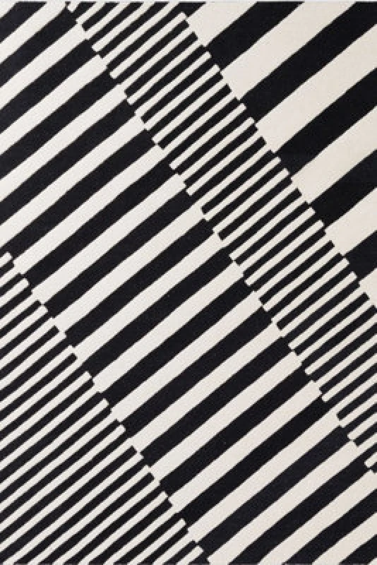 Image of The Rugs Ted Baker Flux Wool Handwoven Black White Geometric Rug