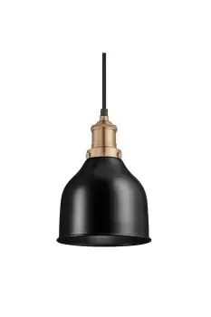 image of Brooklyn Cone Pendant, 7 Inch, Black, Brass Holder