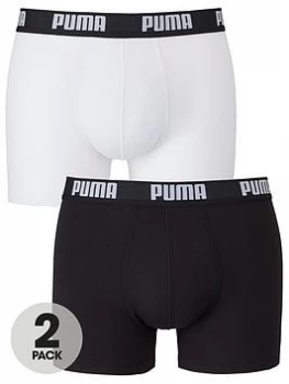 image of Puma 2 Pack Basic Boxer Shorts - Black/White, Size L, Men