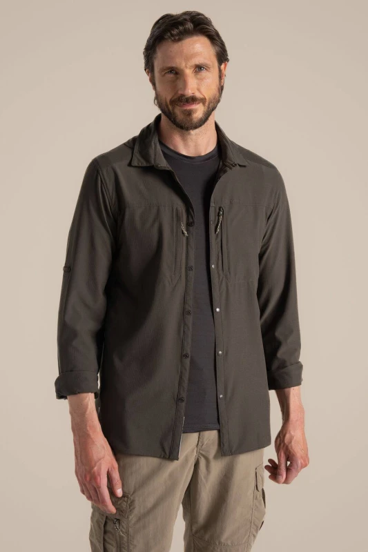 Image of Craghoppers Mens Nosilife Pro' Long Sleeve Shirt in Olive Size: XL Olive Male XL