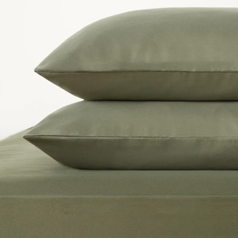 Image of OHS OHS 2 Pack Soft Microfibre Wrinkle Resistant Housewife Pillowcases in Khaki Size: Standard Pillow Case Khaki Standard Pillow Case Unisex 5027434
