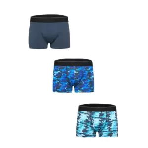 Image of Tom Franks Mens Camo Boxer Shorts (Pack Of 3) (XL) (Blue Camo)