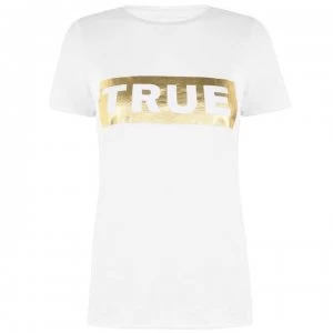 Image of True Religion Box Logo t Shirt - White/Gold 1700