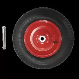 Image of Replacement 15" x 3.4" Pneumatic Heavy Duty Garden Wheelbarrow Wheel & Axel In Red
