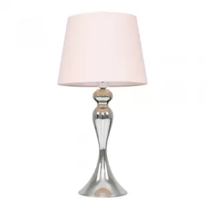 image of Faulkner Chrome Touch Table Lamp with Blush Pink Aspen Shade