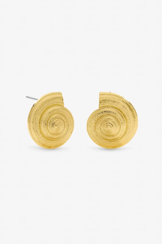Image of Inicio Womens Gold Plated Statement Shell Earrings - Gift Pouch Gold Female One Size