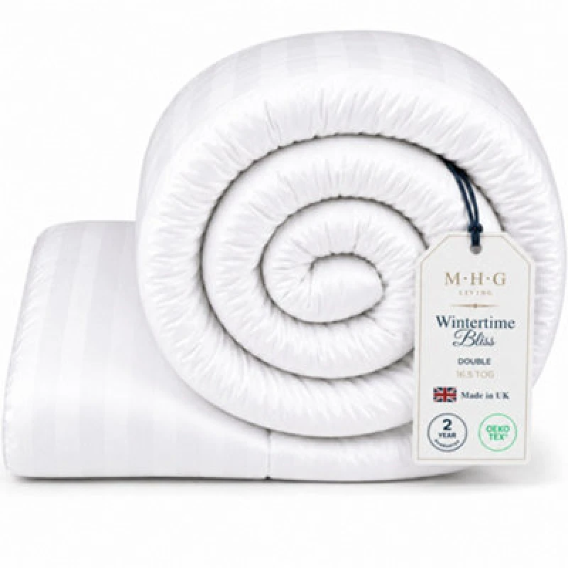Image of MHG Living 16.5 Tog Winter Duvet - Hotel Quality Striped Microfibre Duvet, Breathable & Hypoallergenic - Double