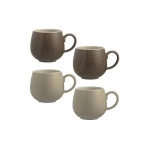 image of Mason Cash Set of 4 Reactive Mugs Charcoal and Stone