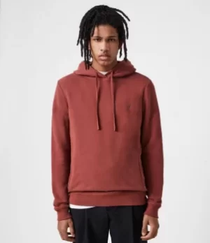 Image of AllSaints Mens Raven Pullover Hoodie, Clay RED, Size: XS