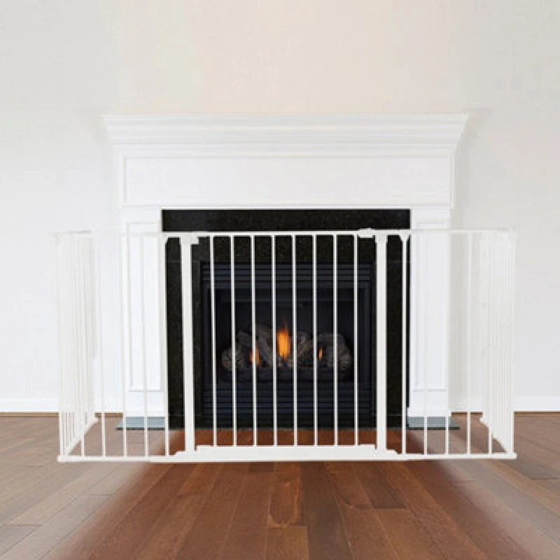 Image of Safetots Multi Panel Fire Surround, 71Cm Deep X 138Cm Wide, White, 70Cm Tall, Child And Pet Safety, Baby And Toddler Fire Guard