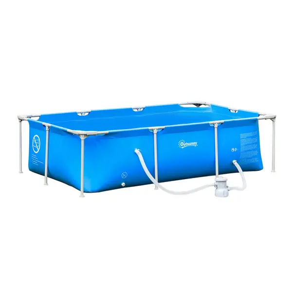 image of Outsunny Steel Frame Swimming Pool With Filter Pump And Reinforced Sidewalls - Blue 848-016V70