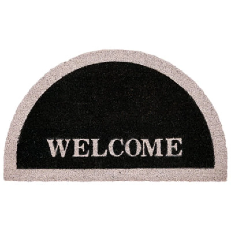 Image of Beliani Doormat Buhi Black 45 X 75cm Text Coir