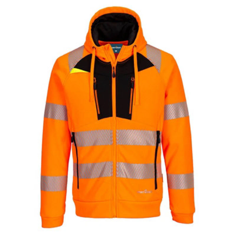 Image of Portwest DX4 Hi Vis Funnel Neck Zipped Sweatshirt DX477OBRXXXL Colour: Orange / Black