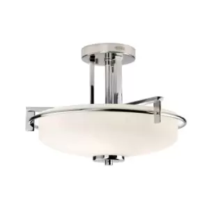 Image of IP44 3 Bulb Semi Flush Light Opal Etched Glass Polished Chrome LED G9 3.5W