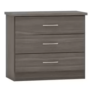 image of Seconique Nevada 3 Drawer Chest - Black Wood Grain