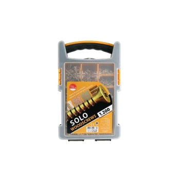 Image of Solo Zinc & Yellow Cross Recess Woodscrews Mixed Tray 1200pcs - Timco