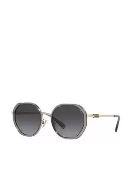 Image of Coach Round Sunglasses - Transparent Grey / Shiny Light