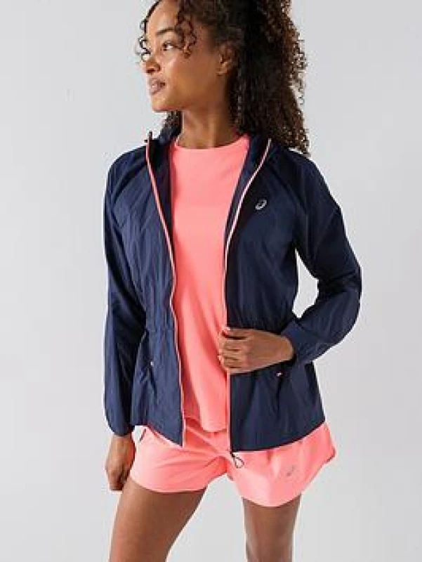 Image of Asics Womens Road Packable Running Jacket - Blue Female 14