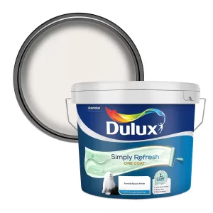 image of Dulux Simply Refresh One Coat Pure Brilliant White Matt Emulsion Paint 10L