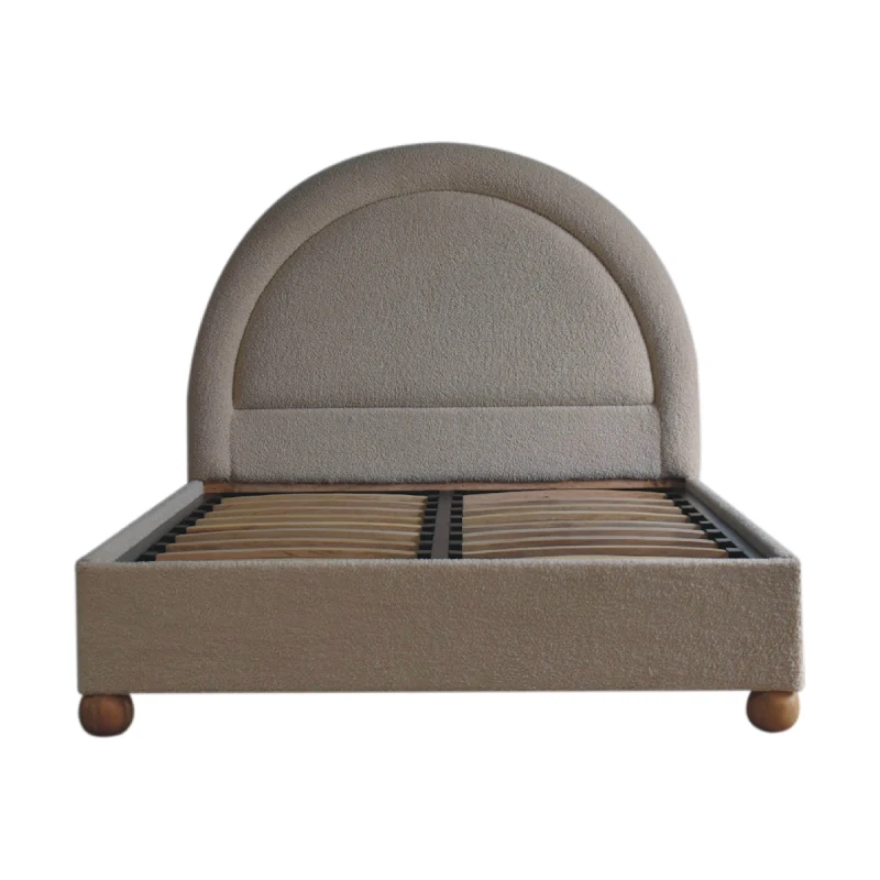Image of Artisan Furniture Artisan Furniture Solid Wood Cream Boucle Double Bed