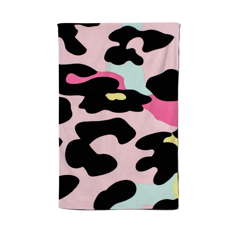 Image of Warren Reed - Designer Colourful Leopard Print Tea Towel in Pink Pink Unisex