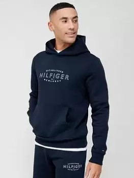 image of Tommy Hilfiger Curved Logo Overhead Hoodie - Navy