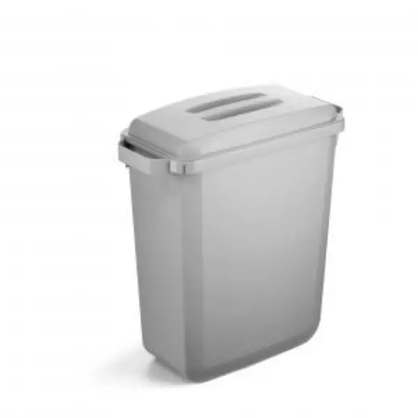 image of DURABIN Plastic Waste Bin 60 Litre Grey With Grey Lid & Black A5 EXR28398DR