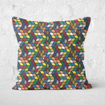 Image of Repeat Rubik's Cube Pattern Cushion Square Cushion - 50x50cm - Soft Touch