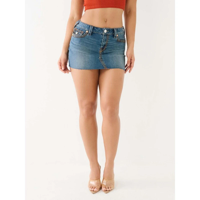 Image of True Religion Womens Sadie Mini Denim Skirt Marina female 23 L32