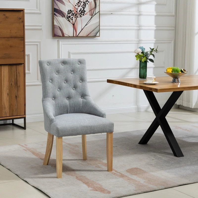 Image of Artemis Home Ravenna Fabric Dining Chairs - Set of 2 in Grey Grey Unisex