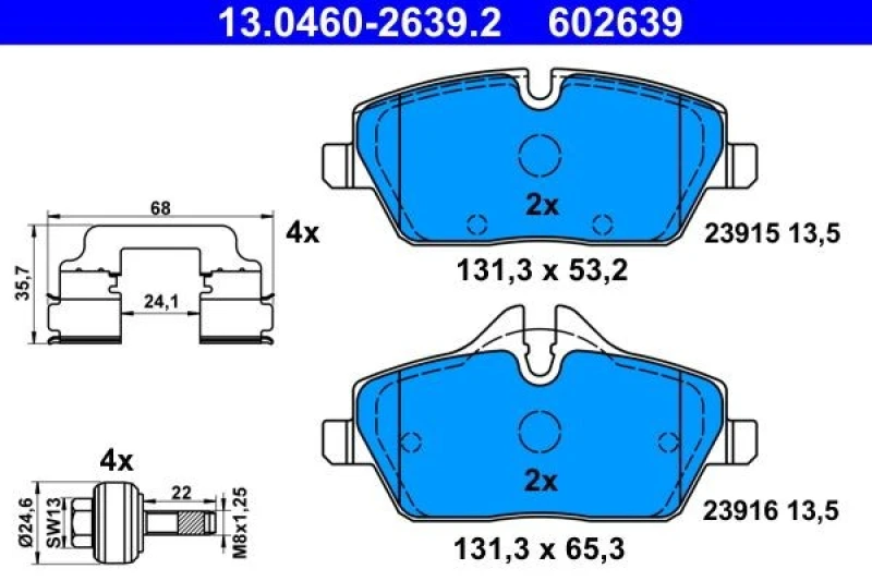 Image of Brake pad set ATE 13.0460-2639.2