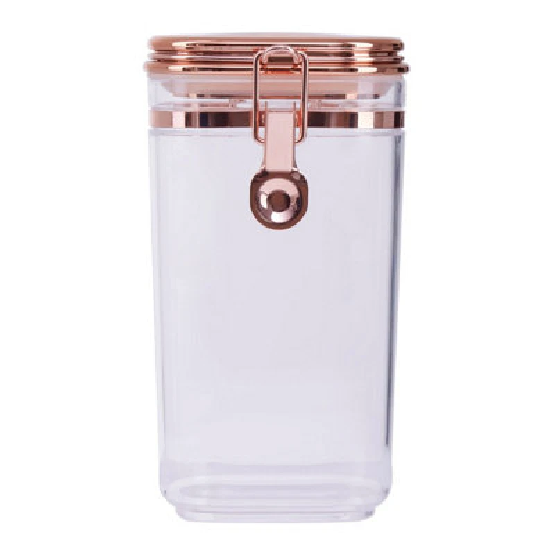 Image of Premier Housewares Versatile 750ml Canister With Copper Lid, Airtight Seal Kitchen Canister For Storage, Stylish Food Canister Clear