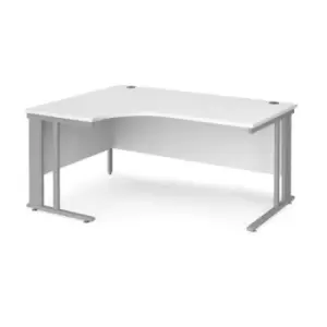 image of Office Desk Left Hand Corner Desk 1600mm White Top With Silver Frame 1200mm Depth Maestro 25 MCM16ELSWH