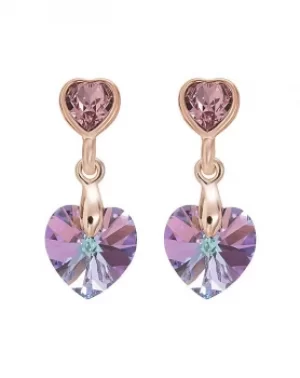 image of Jon Richard Rose Gold Heart Drop Earring