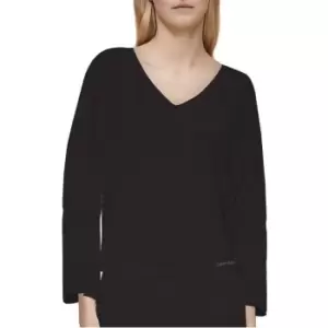 Image of Calvin Klein Long Sleeve V Top - Black